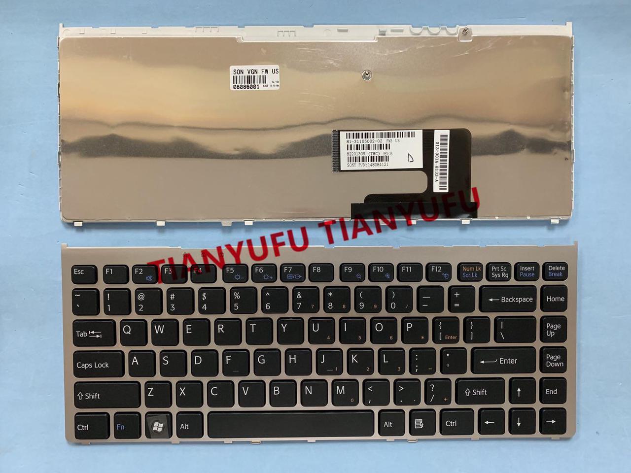 For Sony VGN-FW VGN FW 148084121 81-31105002-02 keyboard US Black With Silver Frame Laptop keyboard