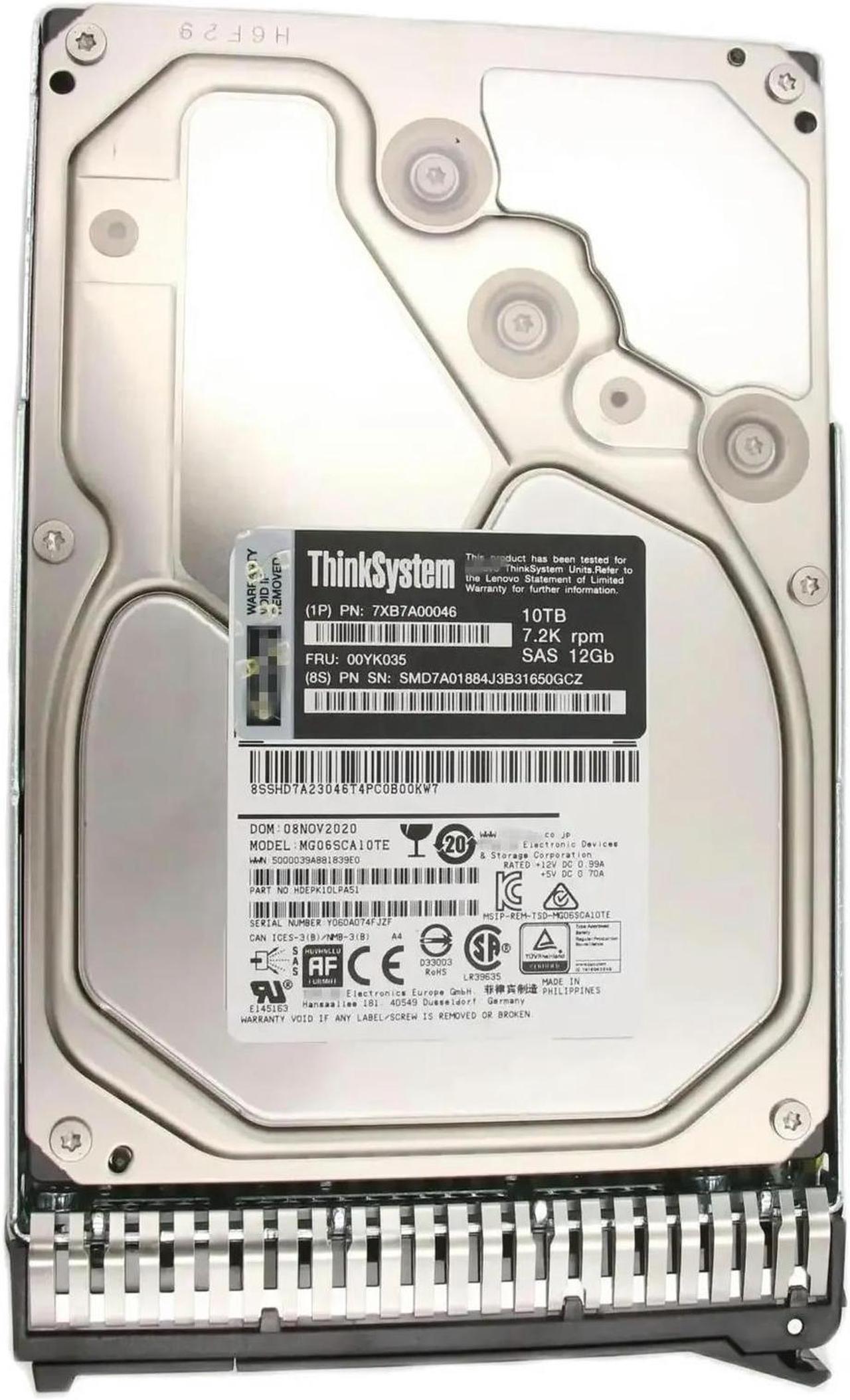 FOR 00YK035 7XB7A00046 For 3.5 10TB 7.2K SAS 12Gb Hot Swap 512e HDD Hard Drive