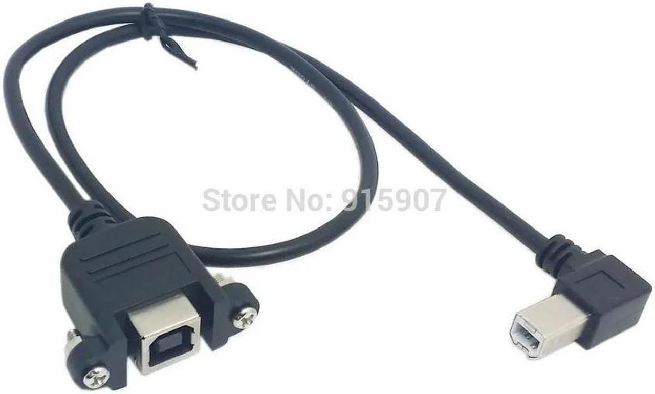 FOR 50cm 90 Degree Right Angled USB B Type Male to Female Extension Cable with Screws for Panel Mount