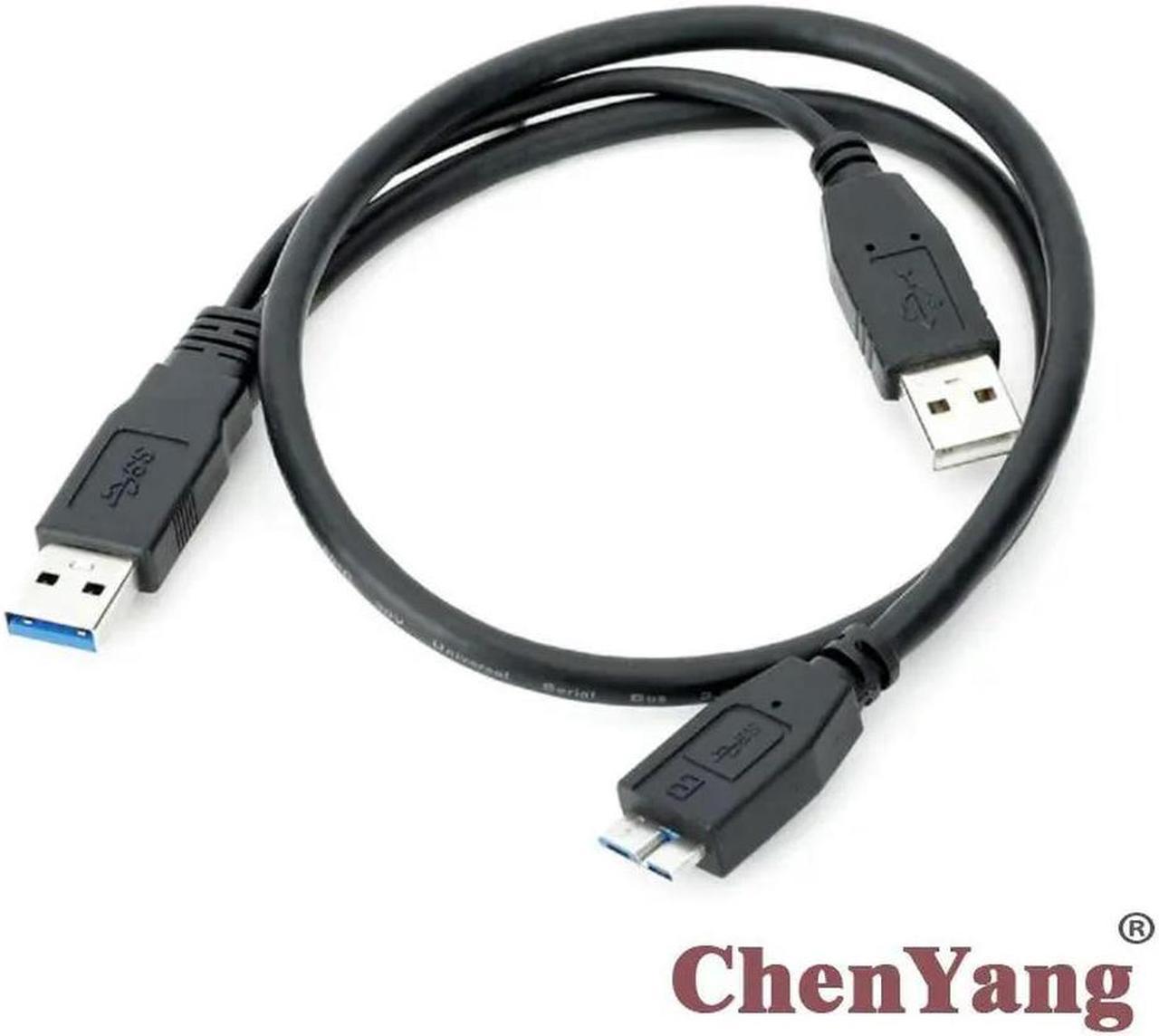 FOR Micro USB 3 Y to Two USB3.0 A Male Cable 50CM for Mobile HDD