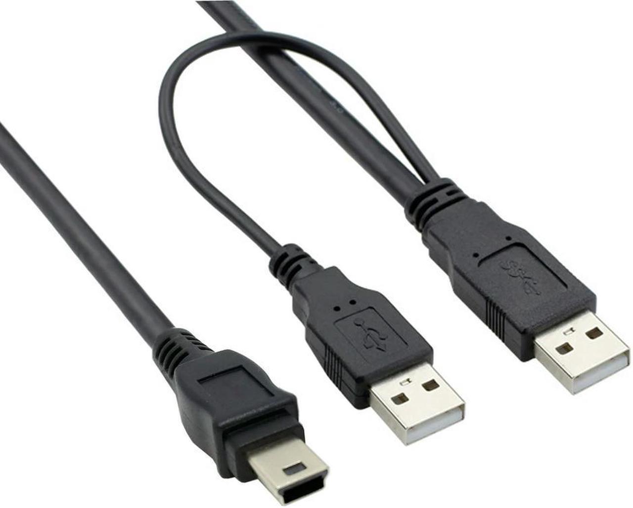 FOR Cable USB 2.0 Two A Type Male to Mini 5 Pin Male Y Cable for For 2.5 Mobile Hard Disk Drive HDD 80cm