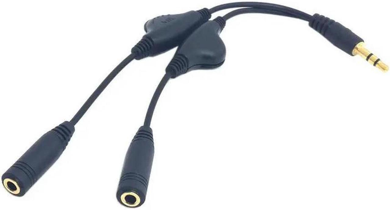 Main image of FOR 3.5mm Stereo Male to Double 3.5mm Female Audio Headphone Y Splitter Cable with Volume Control Switch