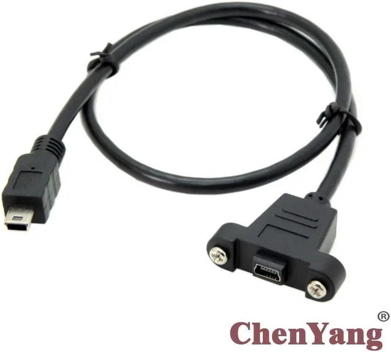 FOR Mini USB 5Pin Male Panel Mount Type to Female Extension for Adapter Cable with Screws 50cm