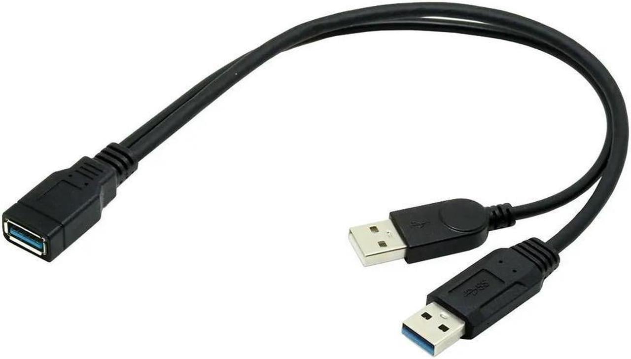 FOR Cable Black USB 3.0 Female to Dual USB Male Extra Power Data Y Extension Cable for 2.5 Mobile Hard Disk