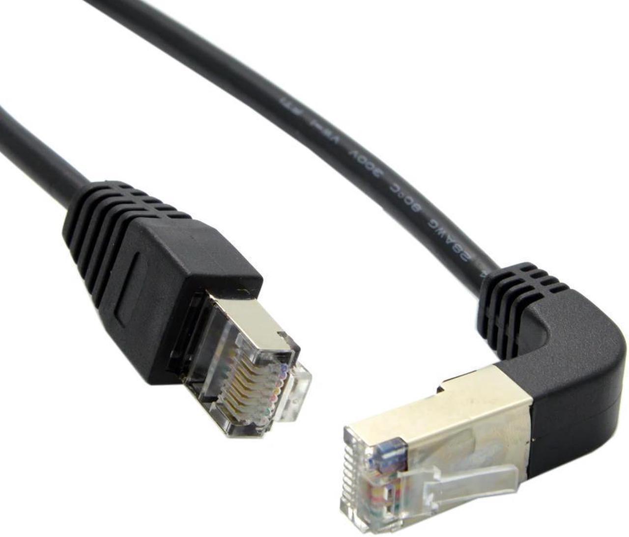 FOR Up Angled 8P8C STP Cat 5e Lan Ethernet Network Patch Cord 90 Degree to Straight Cable 50cm