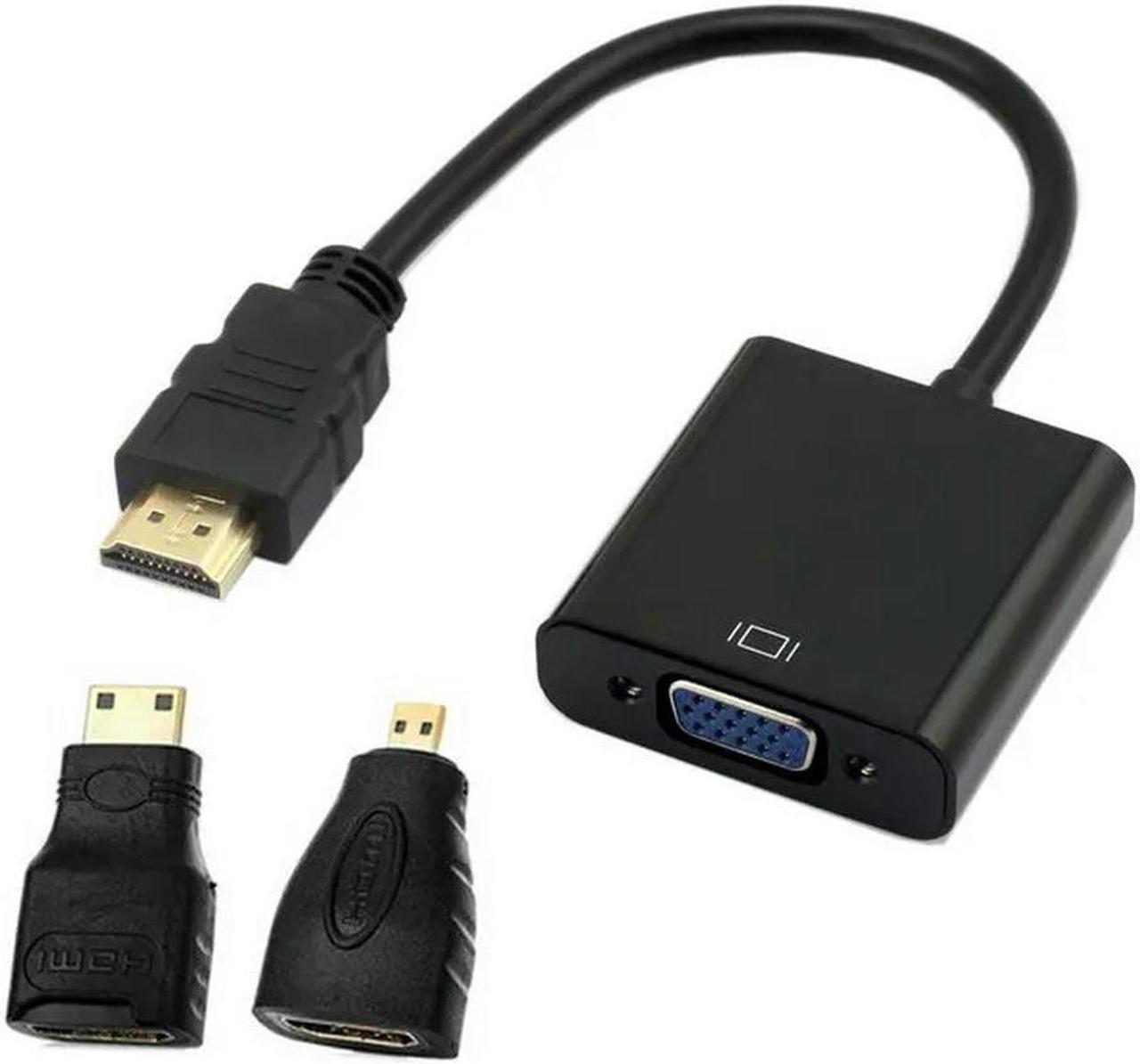 FOR Black Color HDTV Source to VGA Female Output Cable with Micro Mini for Adapter for Projector Monitor PC Laptop