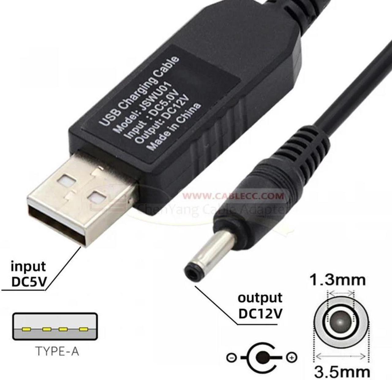 FOR USB 2.0 Type-A DC 5V to DC 12V 3.5x1. m 5.5x2.1mm 5.5x2.5mm Connector Cable Power Plug Barrel 100cm Voltage Riser Boost