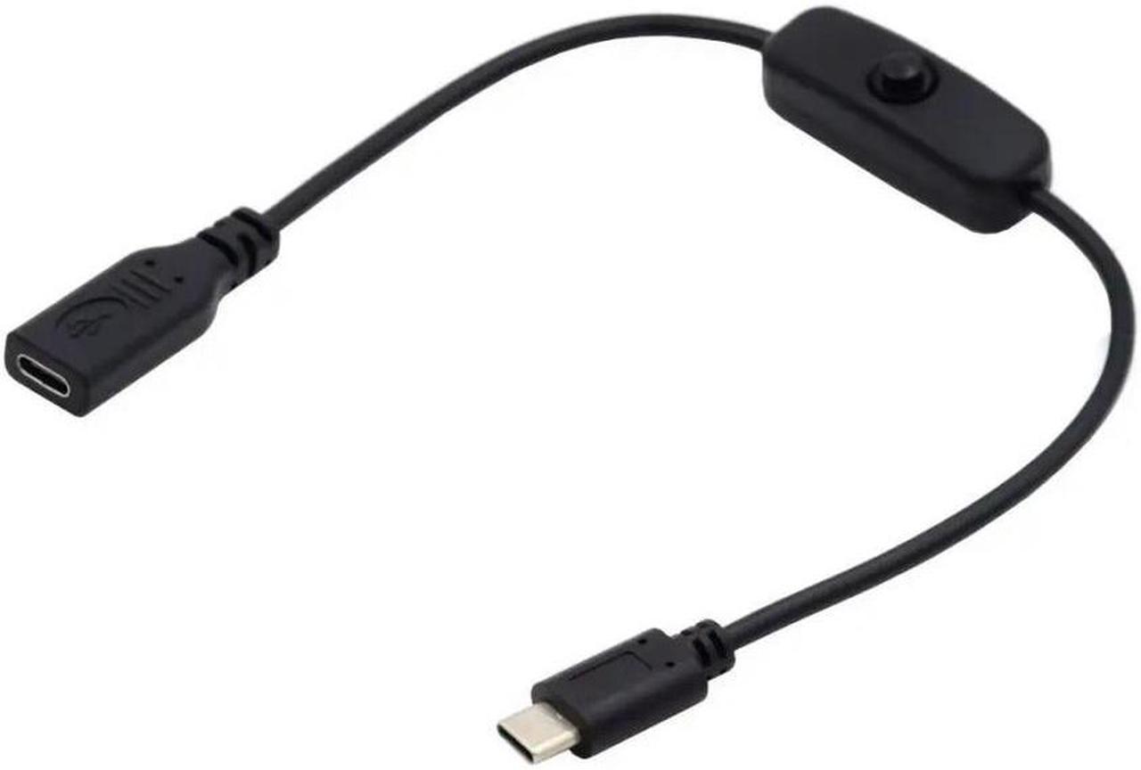 FOR USB Type C Male to Female USB-C Cable for Laptop Keyboard Pi 4B with On Off Power Switch Button