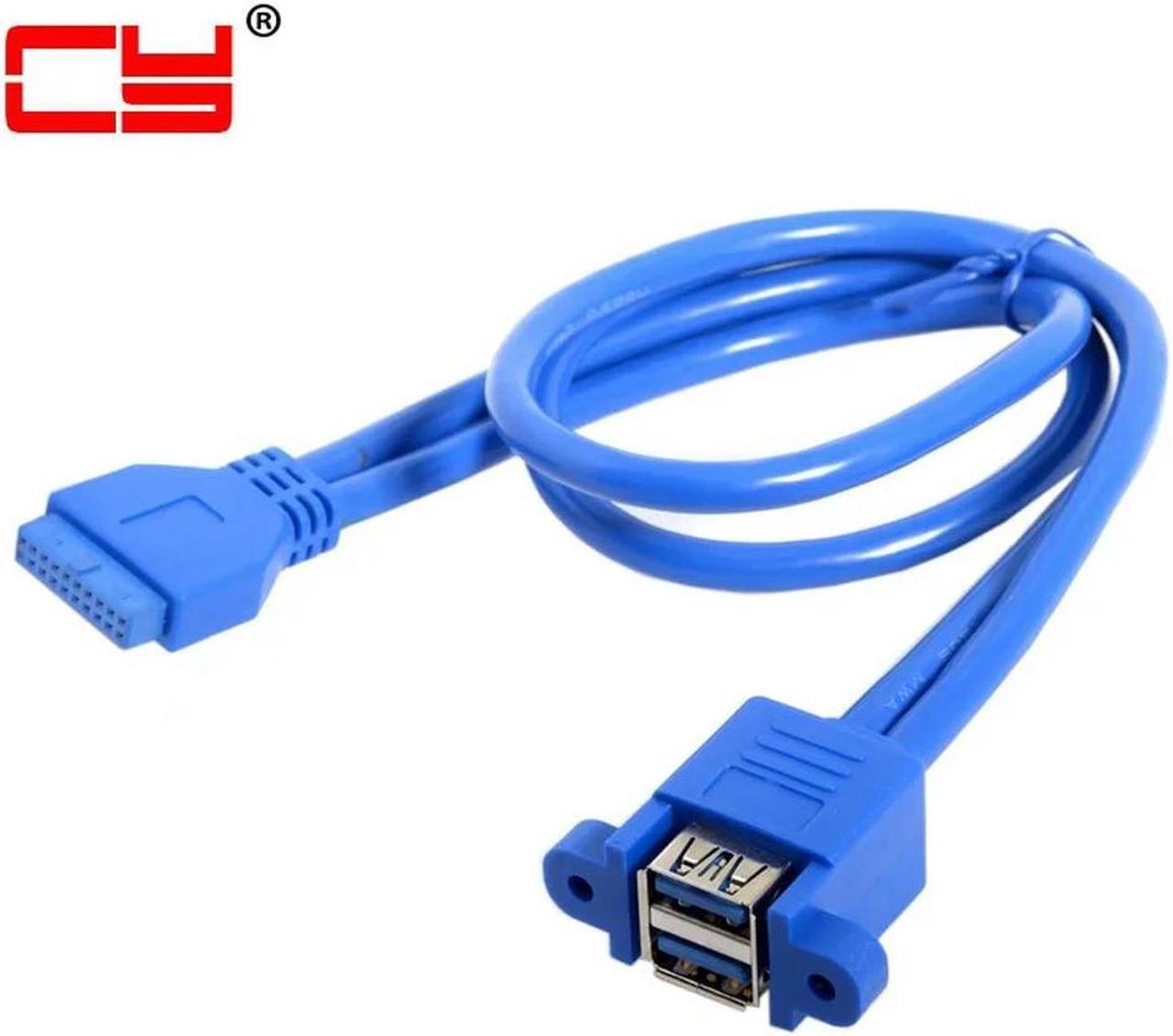 FOR USB 3.0 Female Panel Type Dual Ports to Motherboard 20Pin Header Stackable Extending Converter Cord for Adapter Cable 50cm