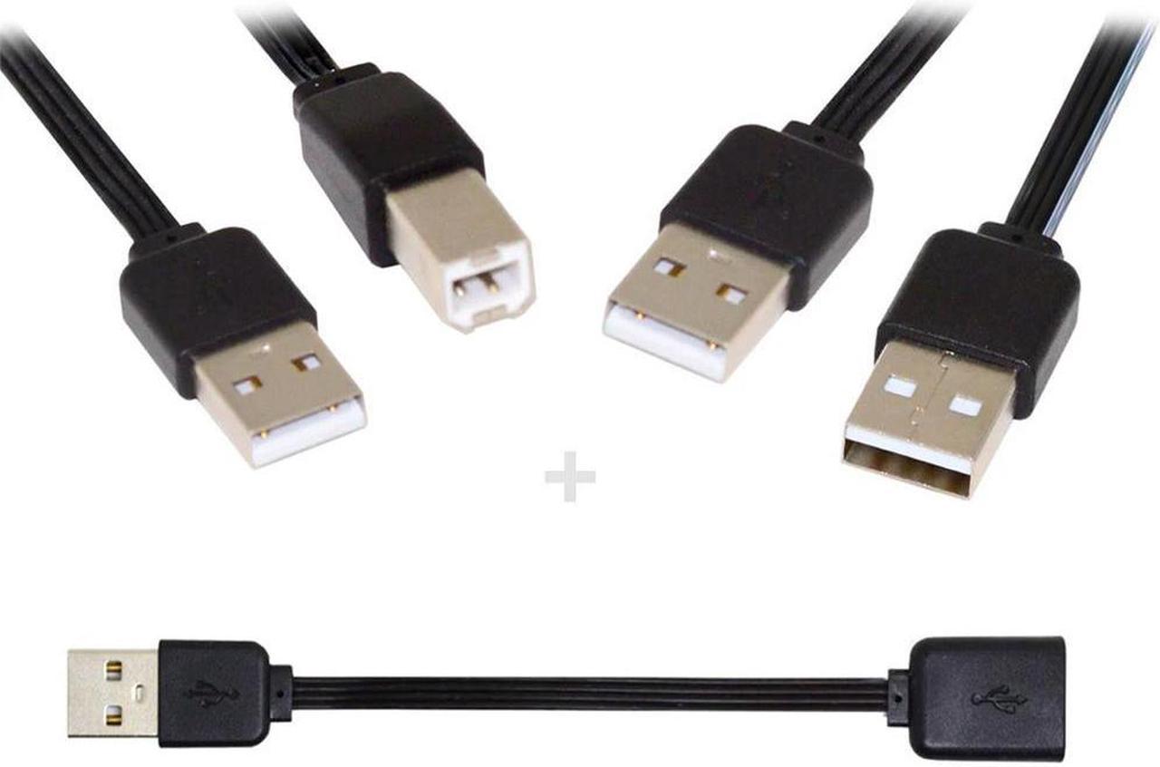 FOR 3pcs/lot 13cm USB 2.0 Type-A to Type-B Type-A Female Extension Male Data Flat Slim Cable for Printer Disk Phone