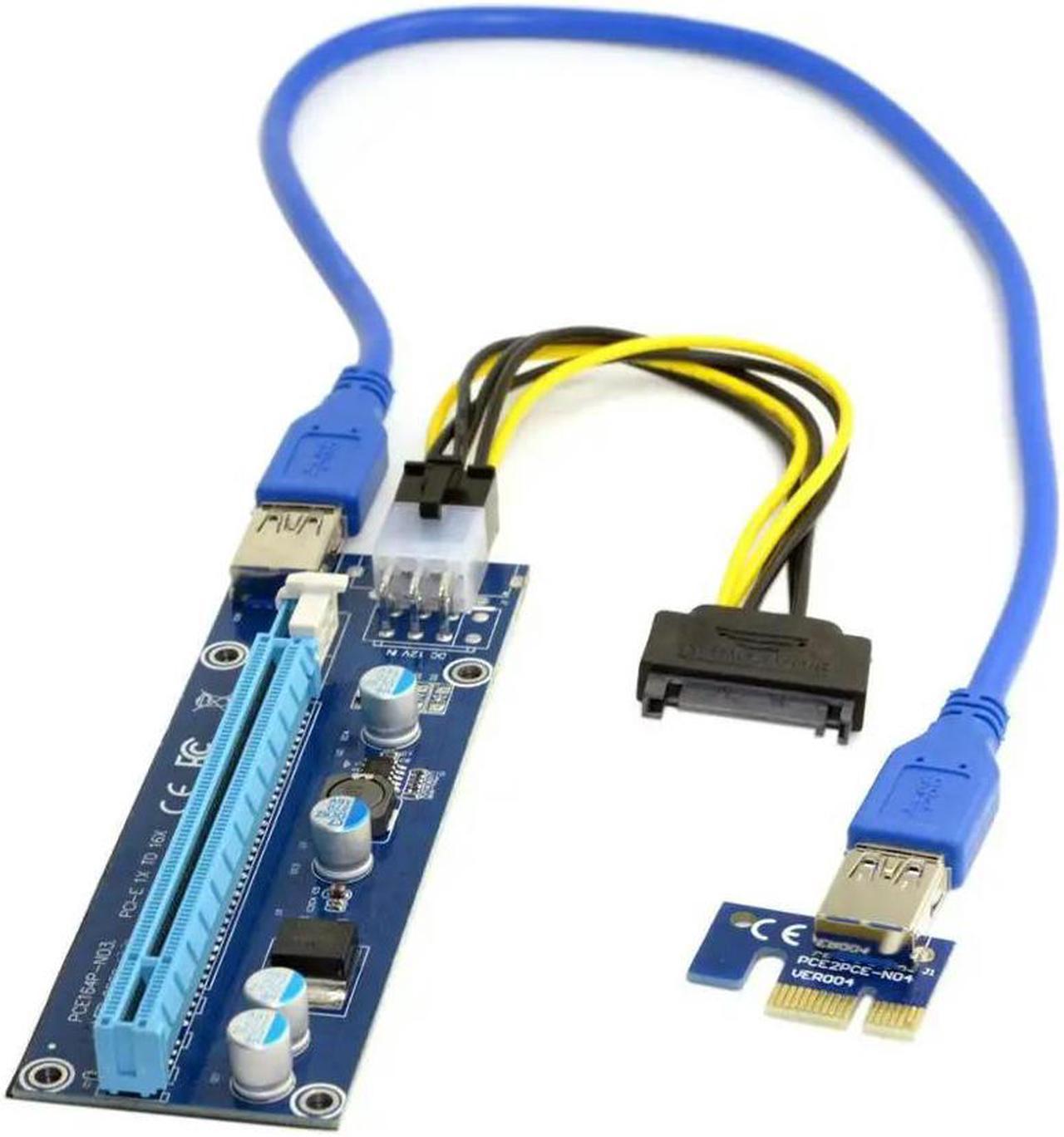 FOR PCI-E 1x to 16x Mining hine Extender for Adapter with USB 3.0 6Pin Power Cable