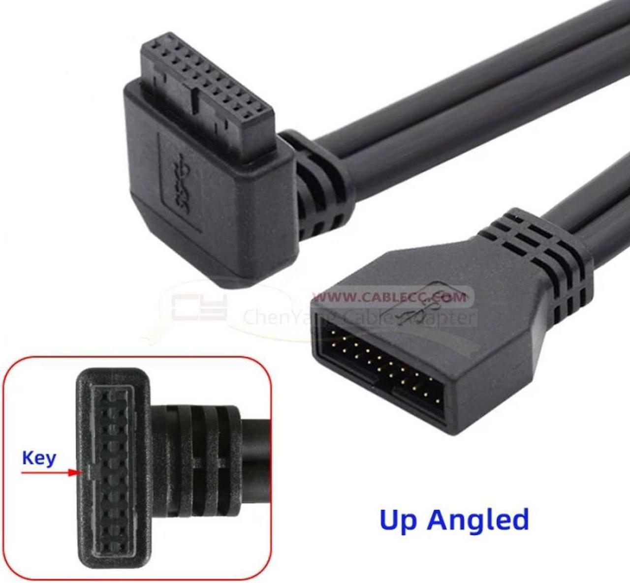 FOR USB 3.0 20Pin 19Pin Male to Female Extension Cable for Motherboard Mainboard 5Gbps 90 Degree Angled