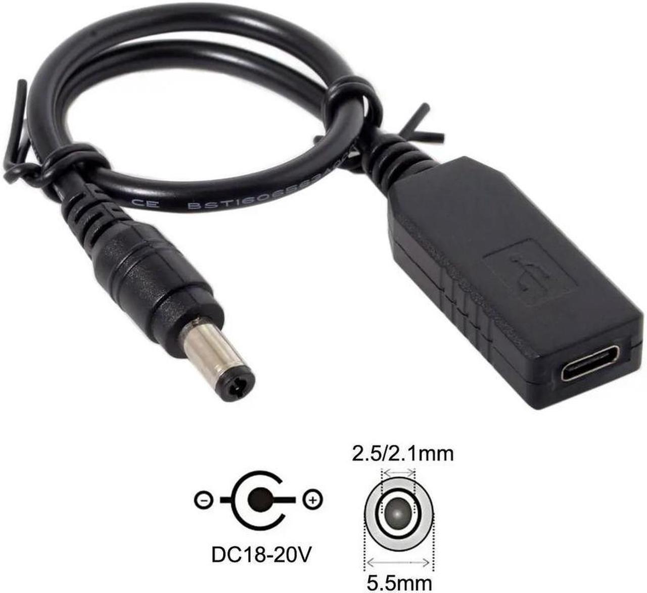 FOR USB-C Type C USB 3.1 to DC 20V 5.5 2.5mm 2.1mm Power Plug PD Emulator Trigger Charging Cable for Laptop Black