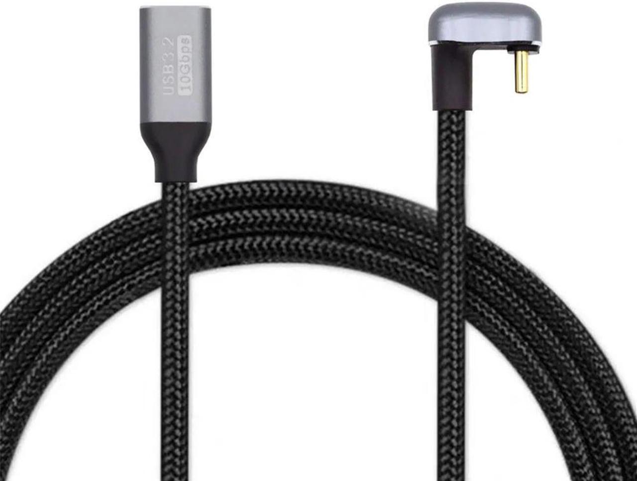 FOR USB 3.1 Opposite U Shape Back Angled USB-C Type C Male to Female Extension Data Cable 10Gbps 100W with Sleeve