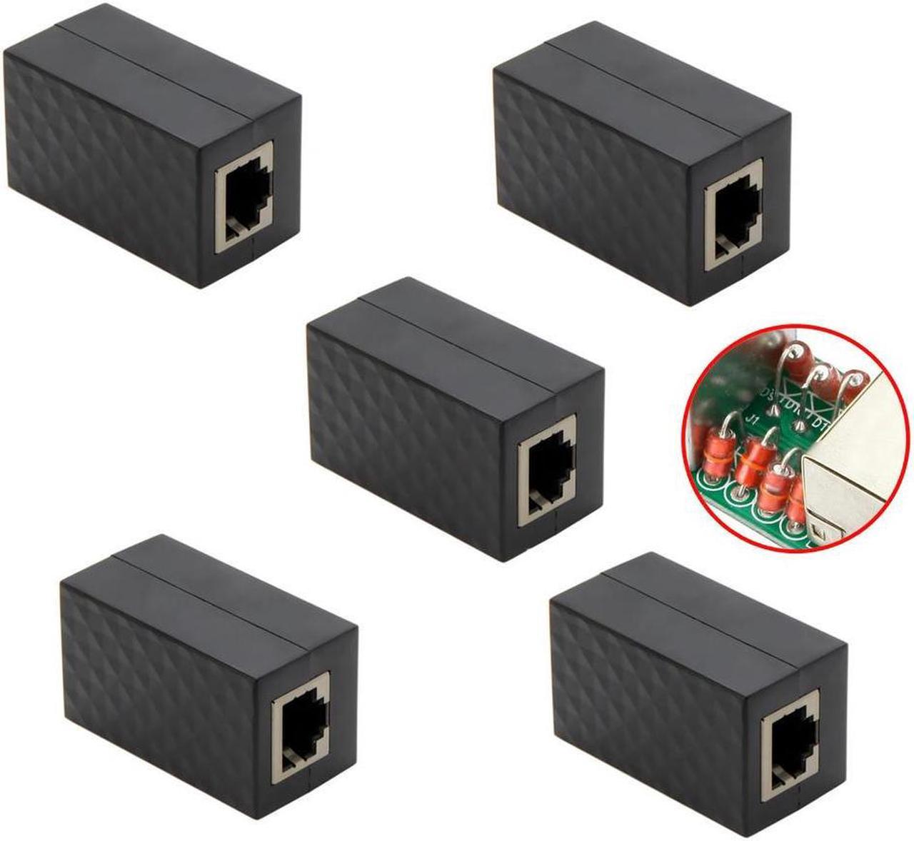 FOR 5pcs/lot RJ45 UTP STP CAT6 CAT5e Female to Female Network Lan for Adapter Extender with Lightning Protection Shield Black