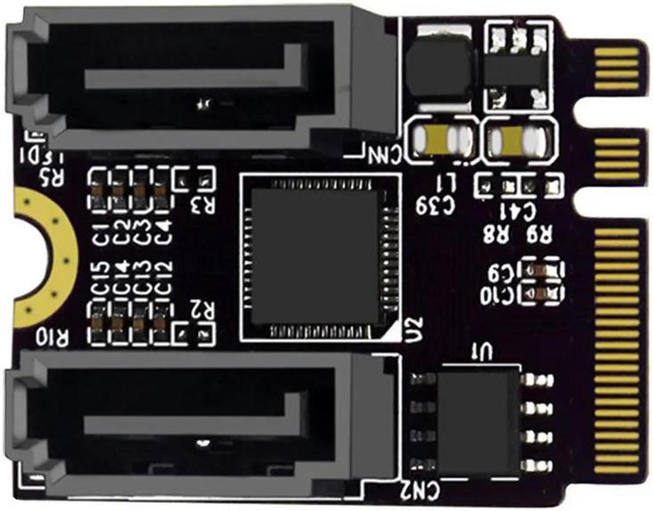 FOR NGFF Key A+E PCI Express to SATA 3.0 6Gbps Dual Ports for Adapter Converter Hard Drive Extension Card JMB582 2230