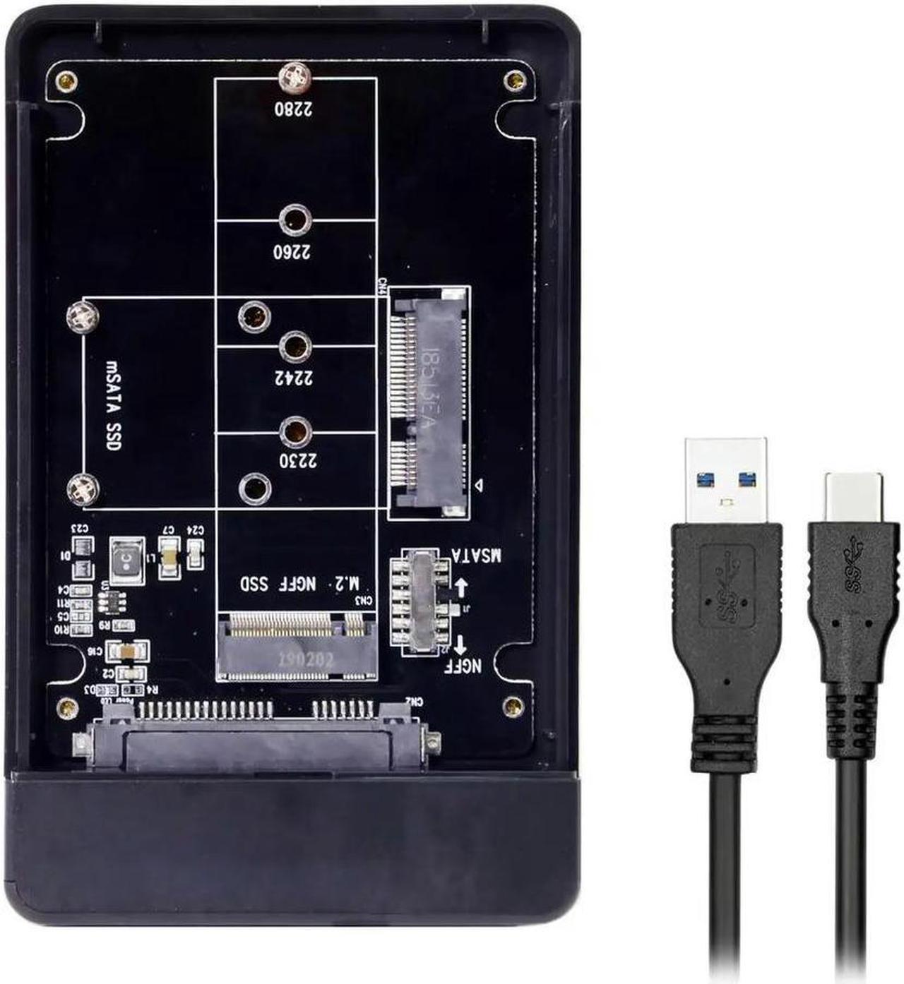 FOR mSATA SSD M.2 NGFF B-key to USB Type-C Converter Case Enclosure for Adapter with Switch