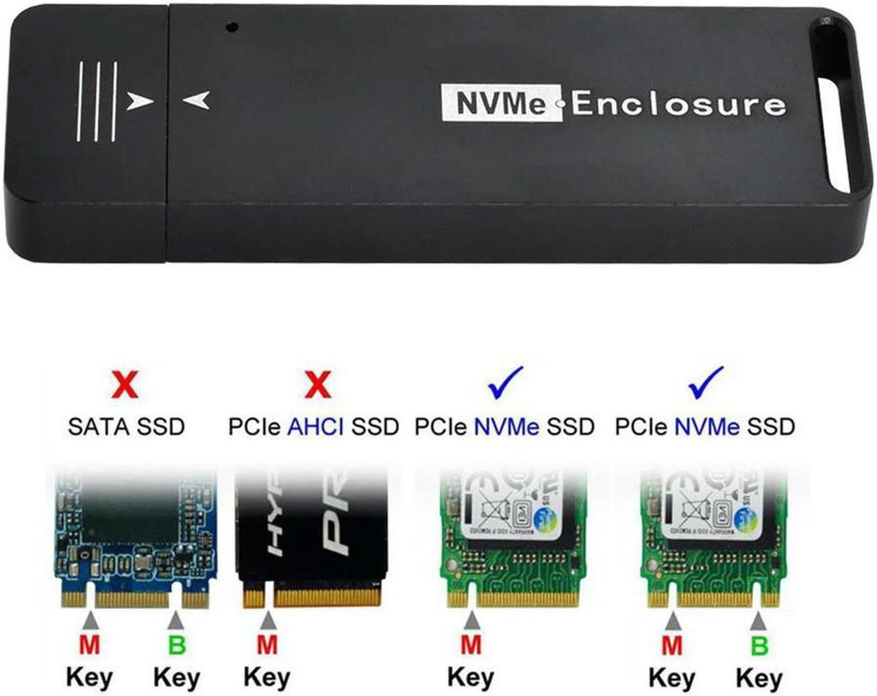 FOR USB 3.1 Gen2 10Gbps to NVME PCI-E M-Key Solid State Drive External Enclosure 2230/2242mm