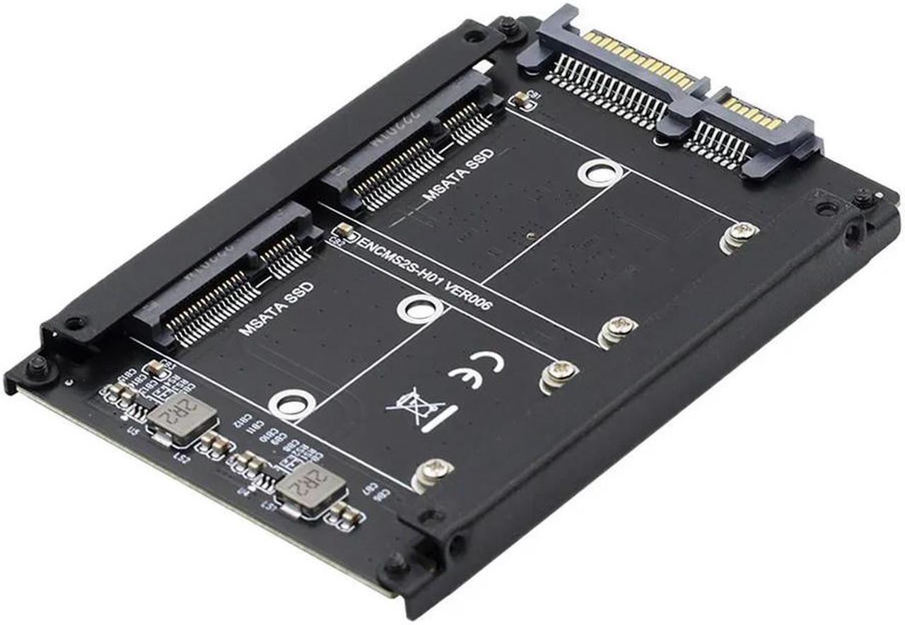 FOR Dual MSATA Mini-SATA SSD Card Raid0 Span Bridge to 2.5inch SATA HDD Disk Drive Enclosure