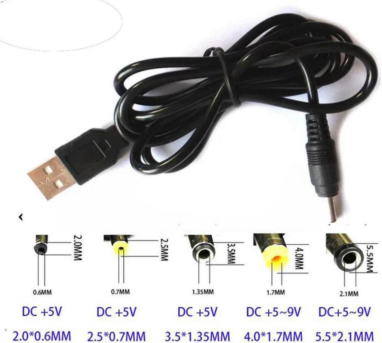 FOR USB Male Port Type A To DC 5V 3.5*1.35mm 4.0*1.7mm 2.0*0.6mm 2.5*0.7mm 5.5*2.1mm 5.5*2.5mm Barrel Power Cable Connector