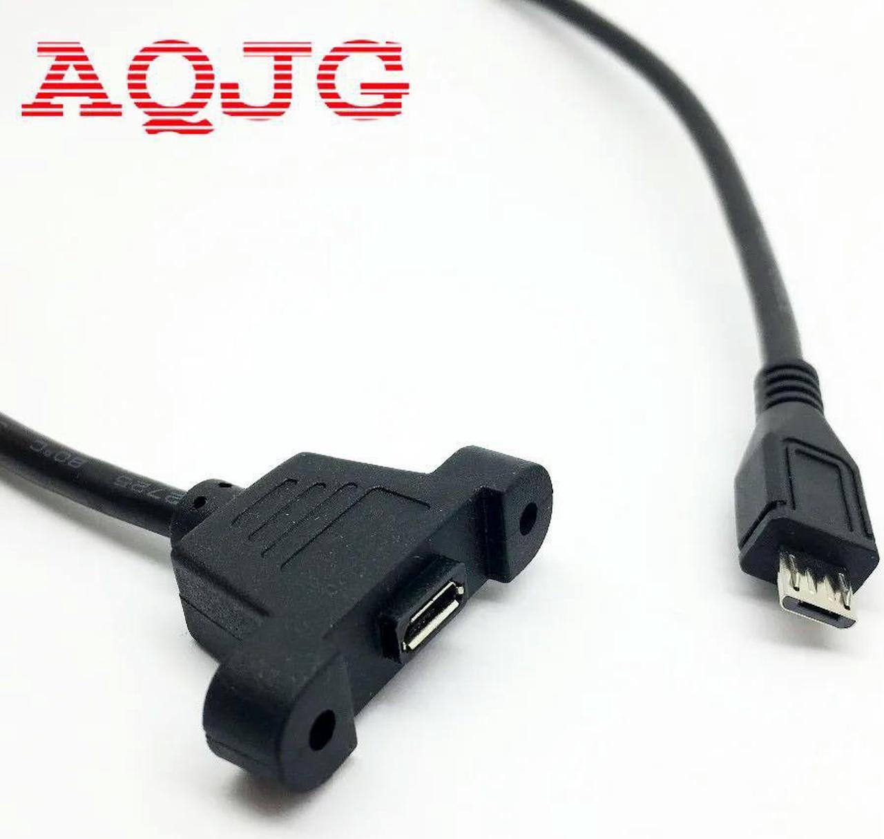 FOR Micro USB USB 2.0 Male Connector to Micro USB 2.0 Female Extension Cable 30cm 50cm With screws Panel Mount Hole