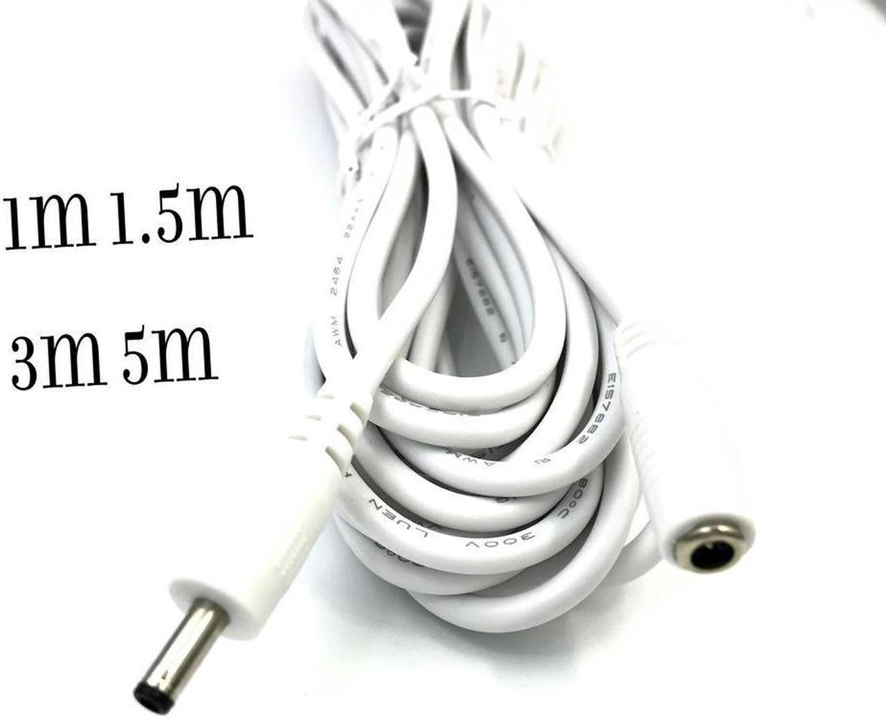 FOR White 5V DC Power Extension Cable DC3.5*1.35 Female To Male Plug Power Pord 1m/1.5/3/5m 22AWG