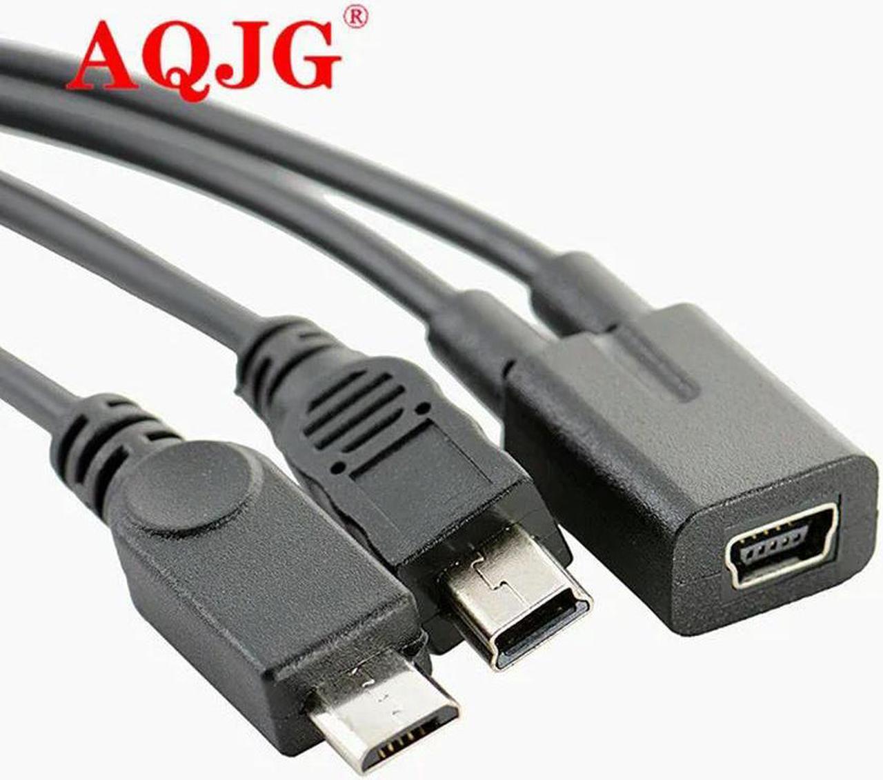 FOR Mini USB 5Pin Female to mini usb 5pin male + micro USB male Y Splitter 1 to 2 Converter Charging Cable 30CM