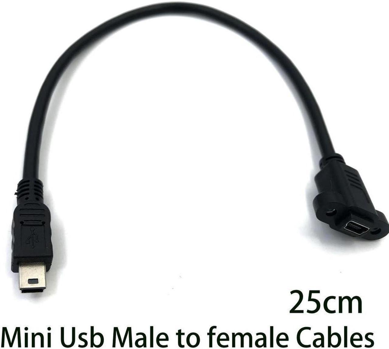 FOR 0.25m Mini USB USB 2.0 Male Connector to Mini USB 2.0 Female Extension Cable Pitch 17.5mm With screws Panel Mount Hole