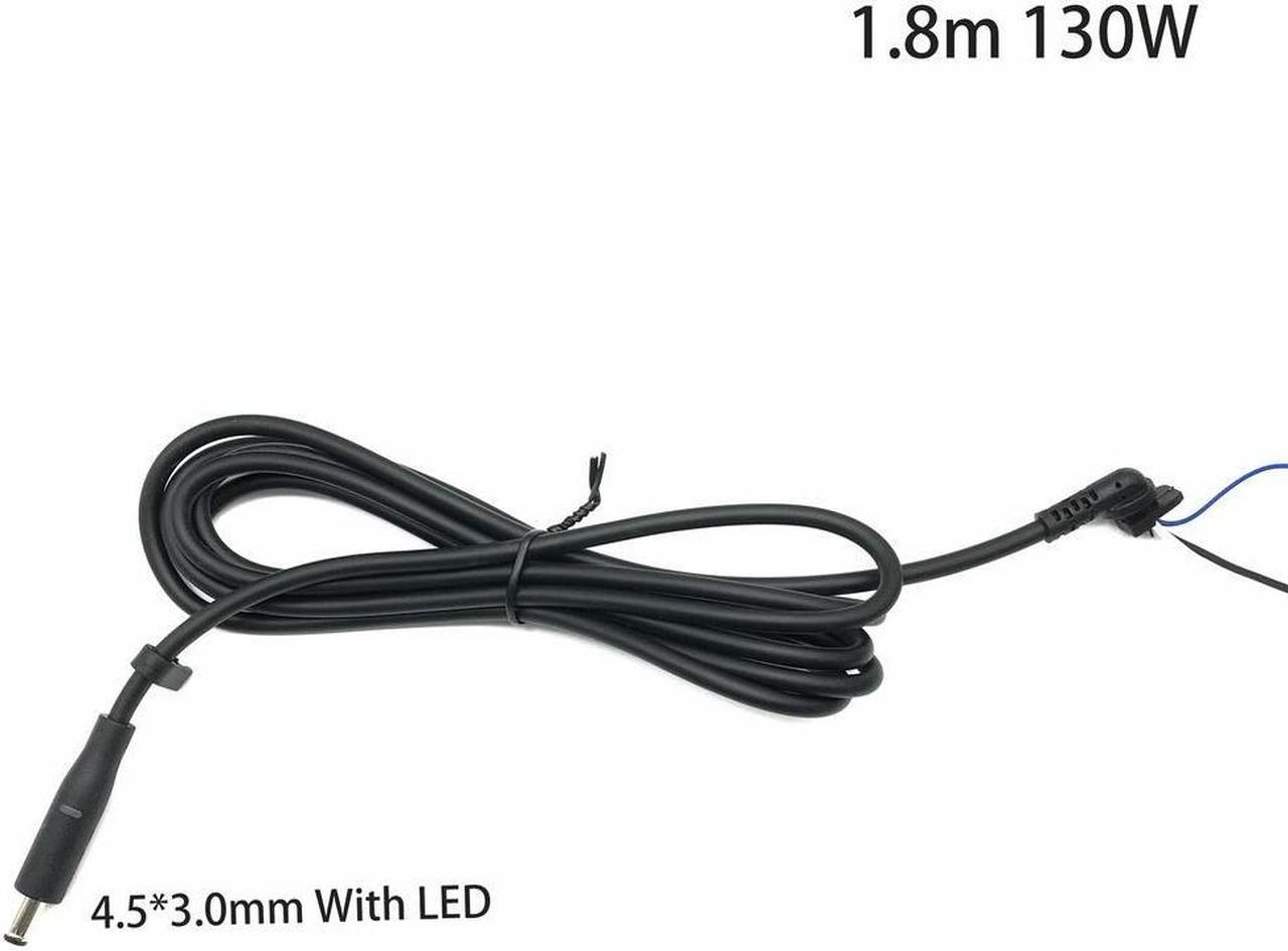 FOR Copper DC Tip Plug Connector Cord Cable for Laptop Adapter black Pin 4.5*3.0mm With Led Light 1.8M