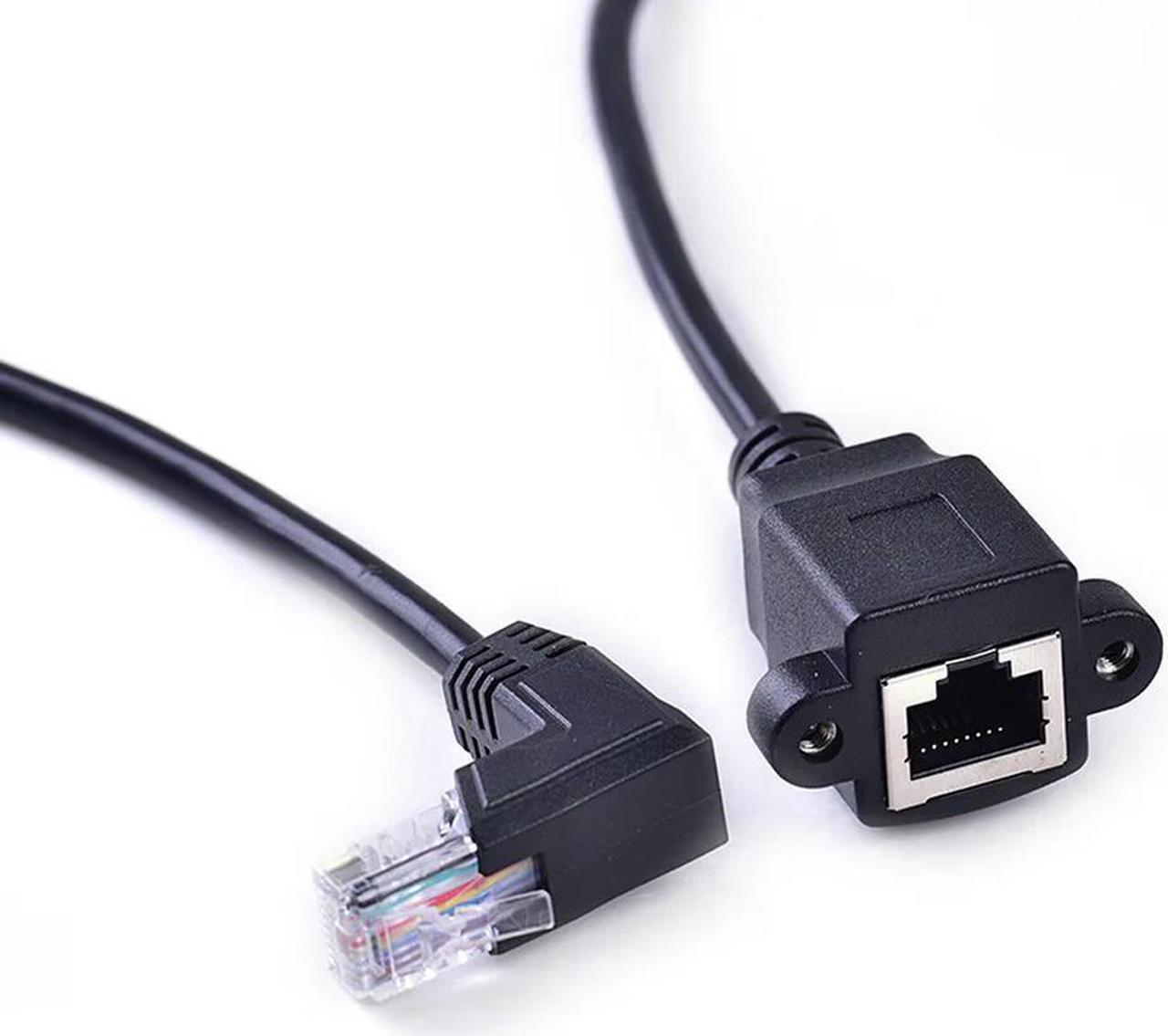 FOR Elbow network cable extension line rj45 male to female with screw hole RJ45 male to female broadband network connector