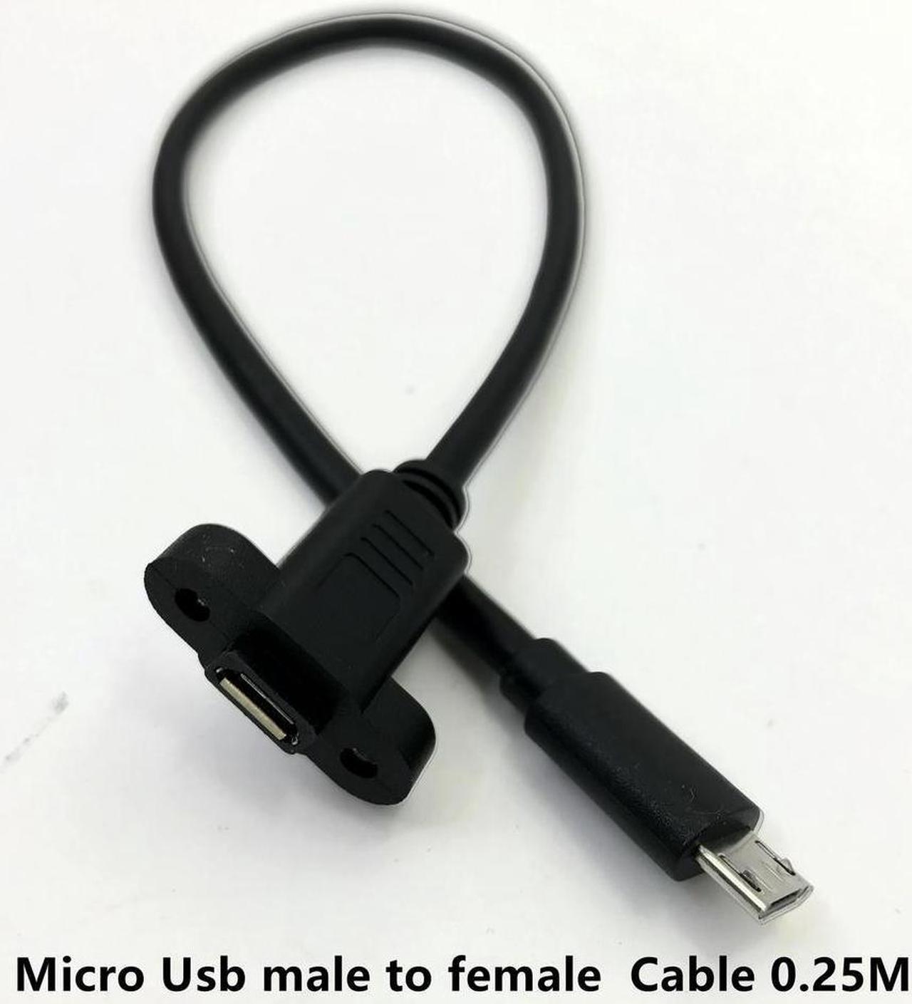 FOR Micro USB USB 2.0 Male Connector to Micro USB 2.0 Female Extension Cable Pitch 17.5mm With screws Panel Mount Hole