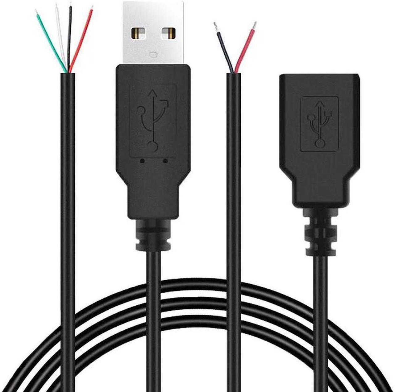 FOR 0 1m/2m 5V USB Power Supply Cable 2 Pin USB 2.0 A Female male 4 pin wire charging Cord Extension Connector DIY