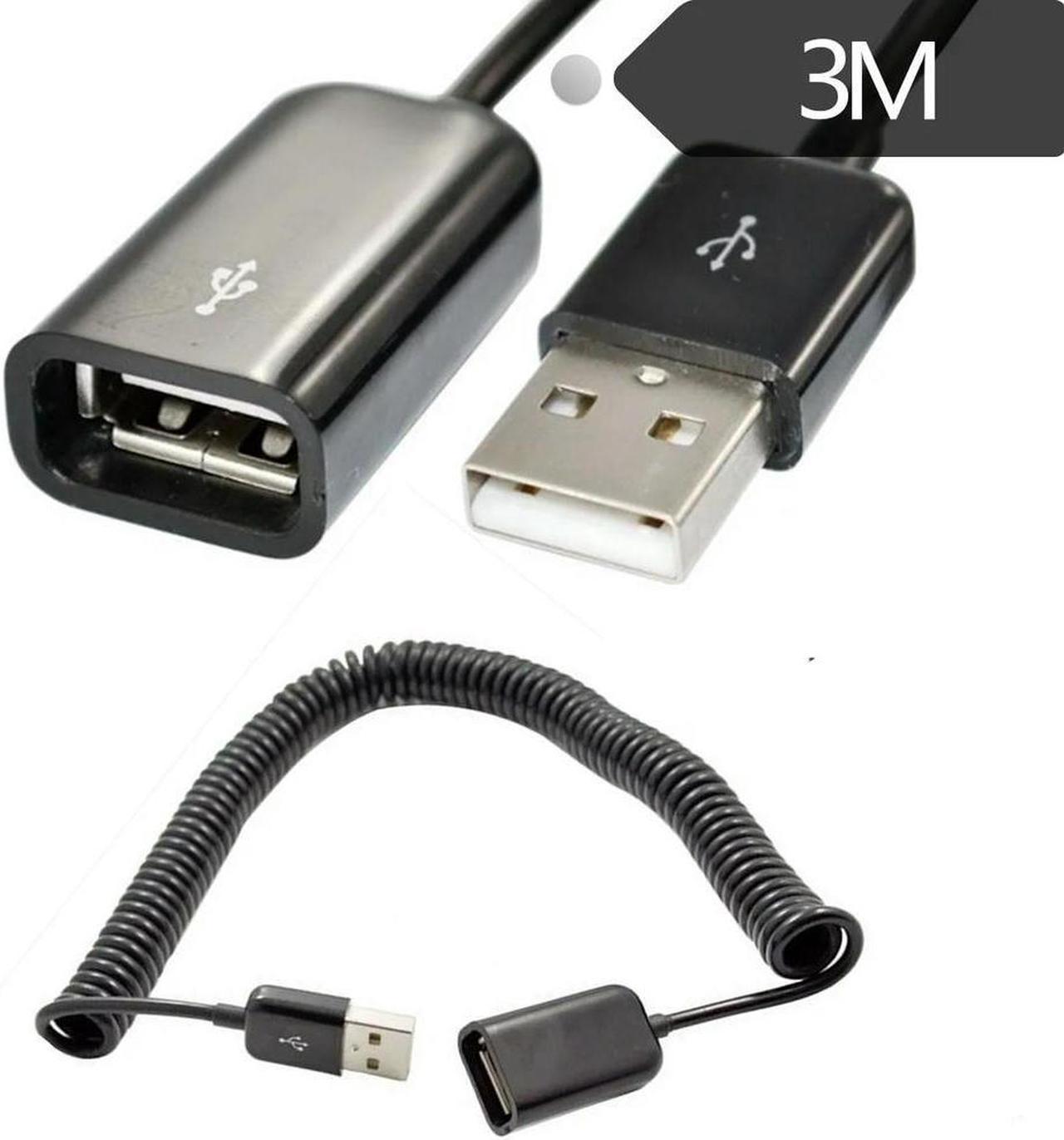 FOR Spiral Coiled Usb A Male To A Female Adapter Adaptor Cable 10ft Usb2.0 For Camera, Mouse, All Kinds Of Usb Devices