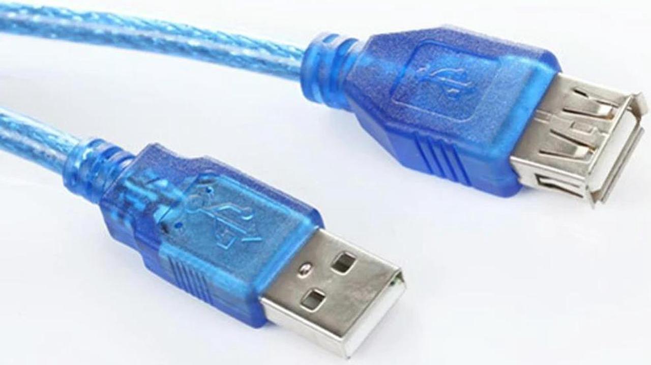 FOR USB 2.0 Cable 0 1.5M 5M Male/Female Transparent Blue Universal USB Cable for Data adapter Converter