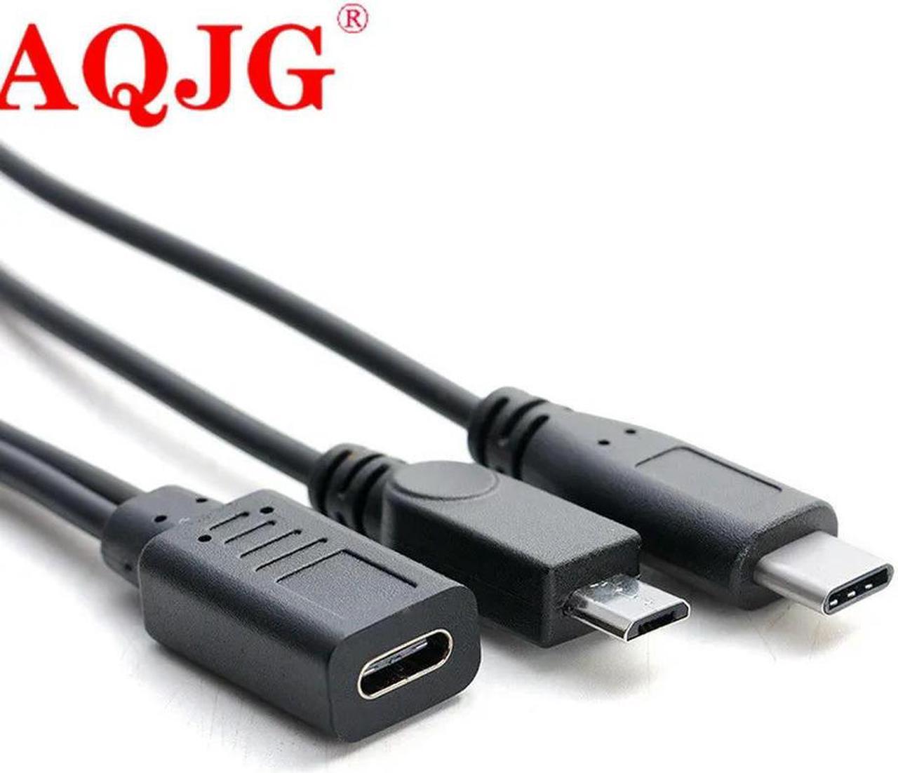 FOR 2 in 1 Micro USB Female to USB-C Type C USB 3.1 type-c & Micro USB Male Splitter Extension charging Y Cable