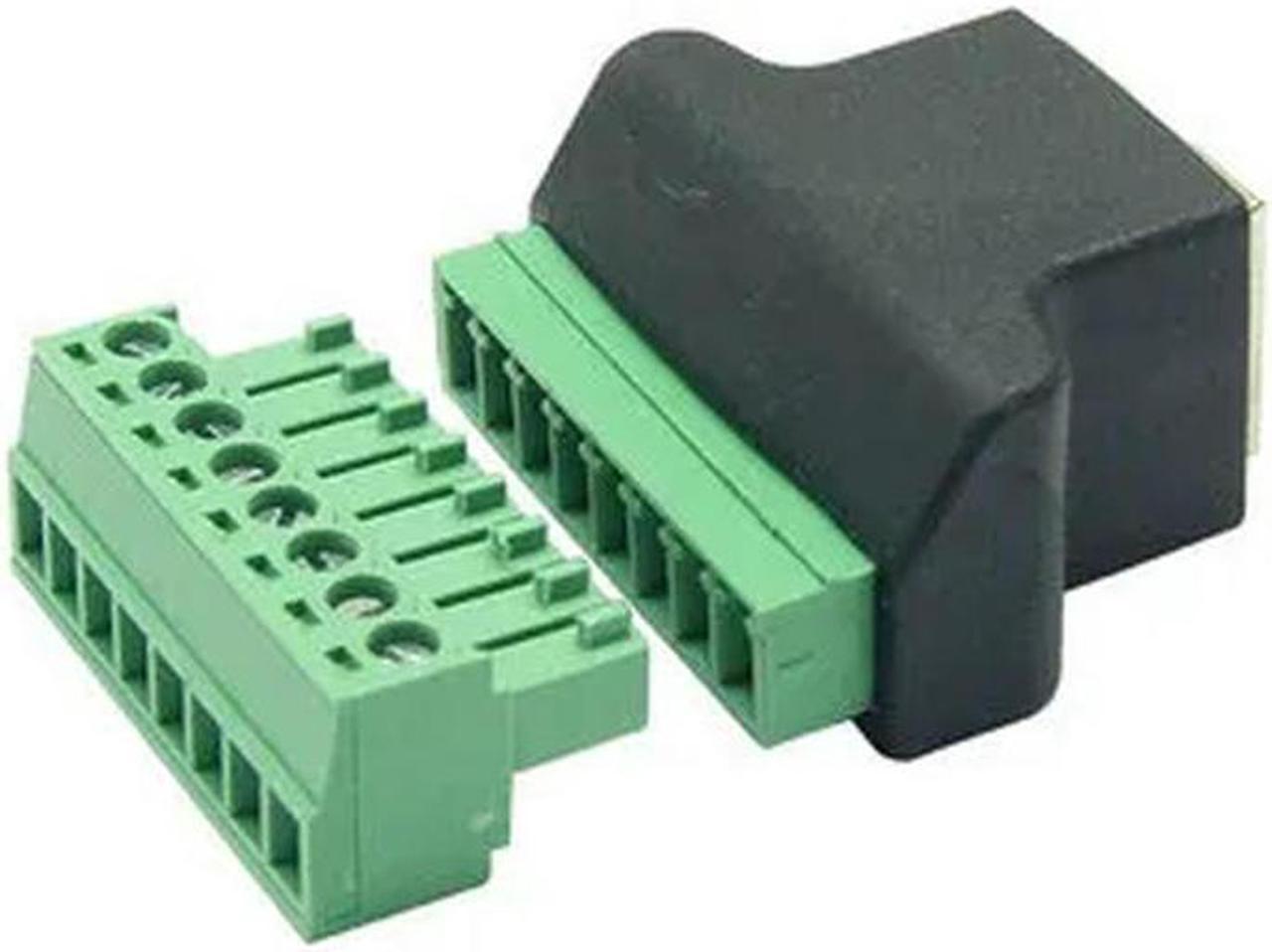 FOR Good quality RJ45 Ethernet male and female TO 8-pin screw terminal converter RJ45 socket connector adapter for DVR