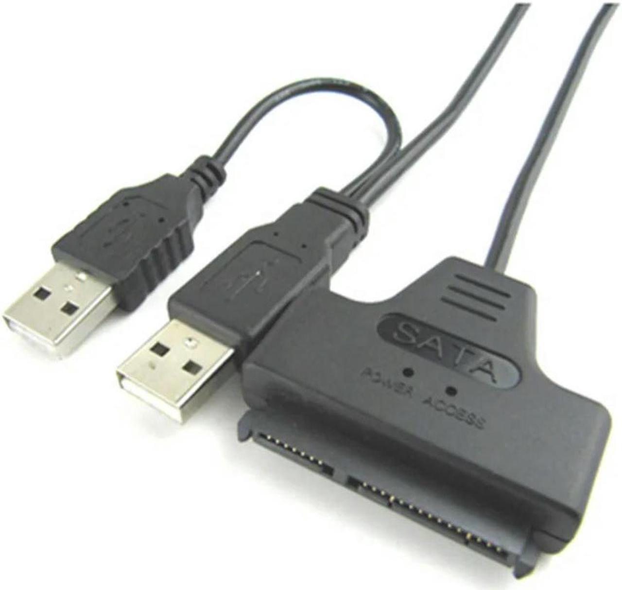 FOR 1Pcs Black Light Pin Adapter Cable USB 2.0 to SATA 7+15 Pin 22 For 2.5 HDD Hard Disk Drive With USB Power Cable