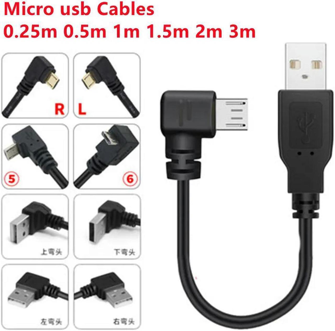 FOR Up & Down & Left & Right d 90 USB Micro USB Male to USB male Data connector Cable 25cm 50cm for Tablet 5ft 1m