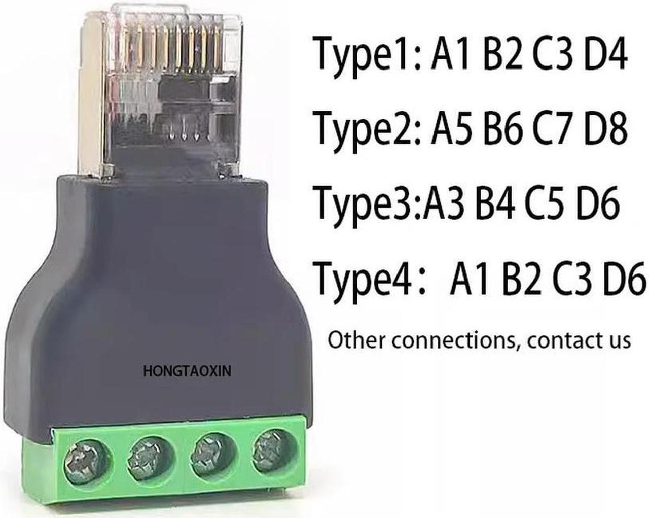 FOR RJ45 TO RS485 Green Terminal Block 4PIN Solderless Wiring mode can be customized RJ45 to Terminal