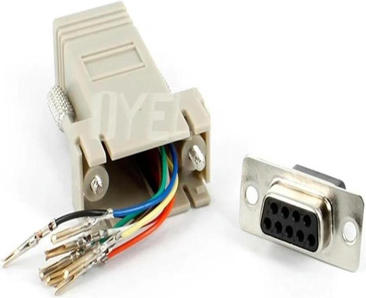 FOR RS232 DB9 Female to RJ45 Female con tor Adapter ,RJ45 to DB9 RS232 com LAN TO 232 db9 10PCS/lot