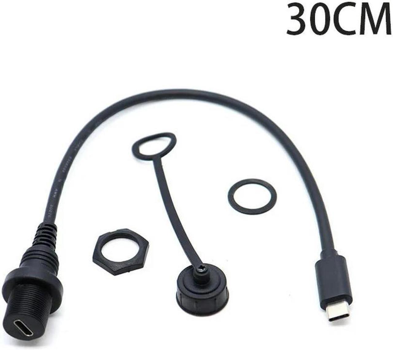 FOR 30cm Right USB Type C 2.0 Car Mount Dash Flush Waterproof Extension Cable for Car, Boat, Motorcycle, Truck Dashboard