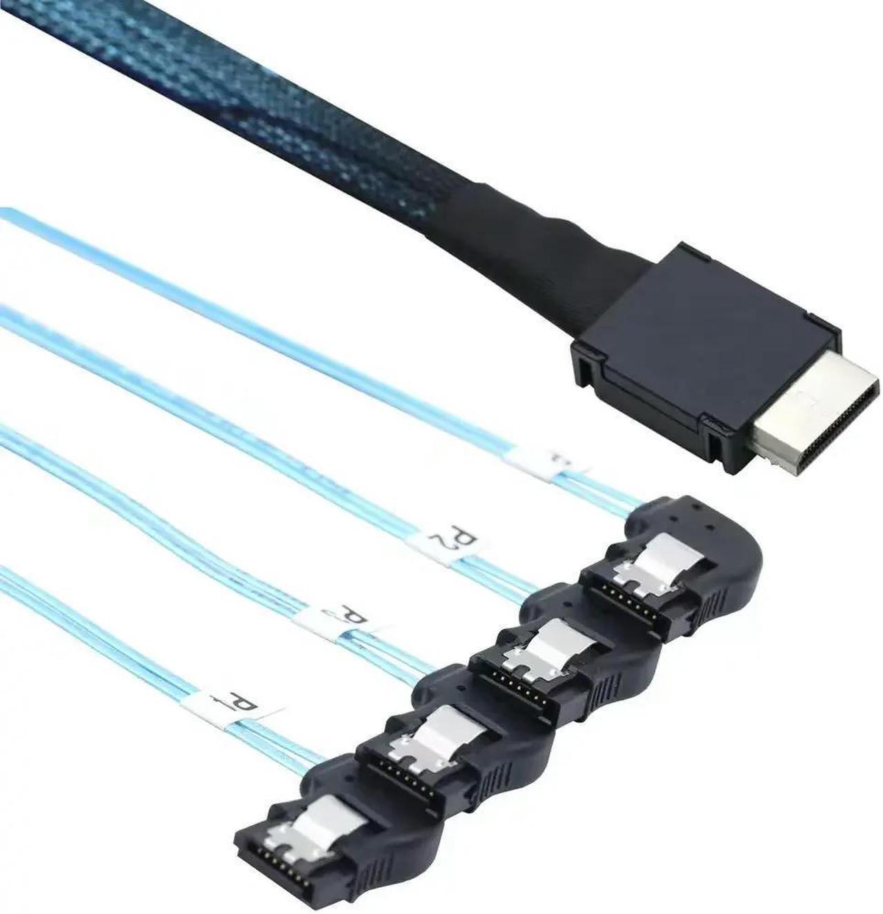 FOR Server Hard Drive Data Cable with PCI-Express SAS SFF-8611 4i to 4 Ports SATA 7P Right-Angle Con tor