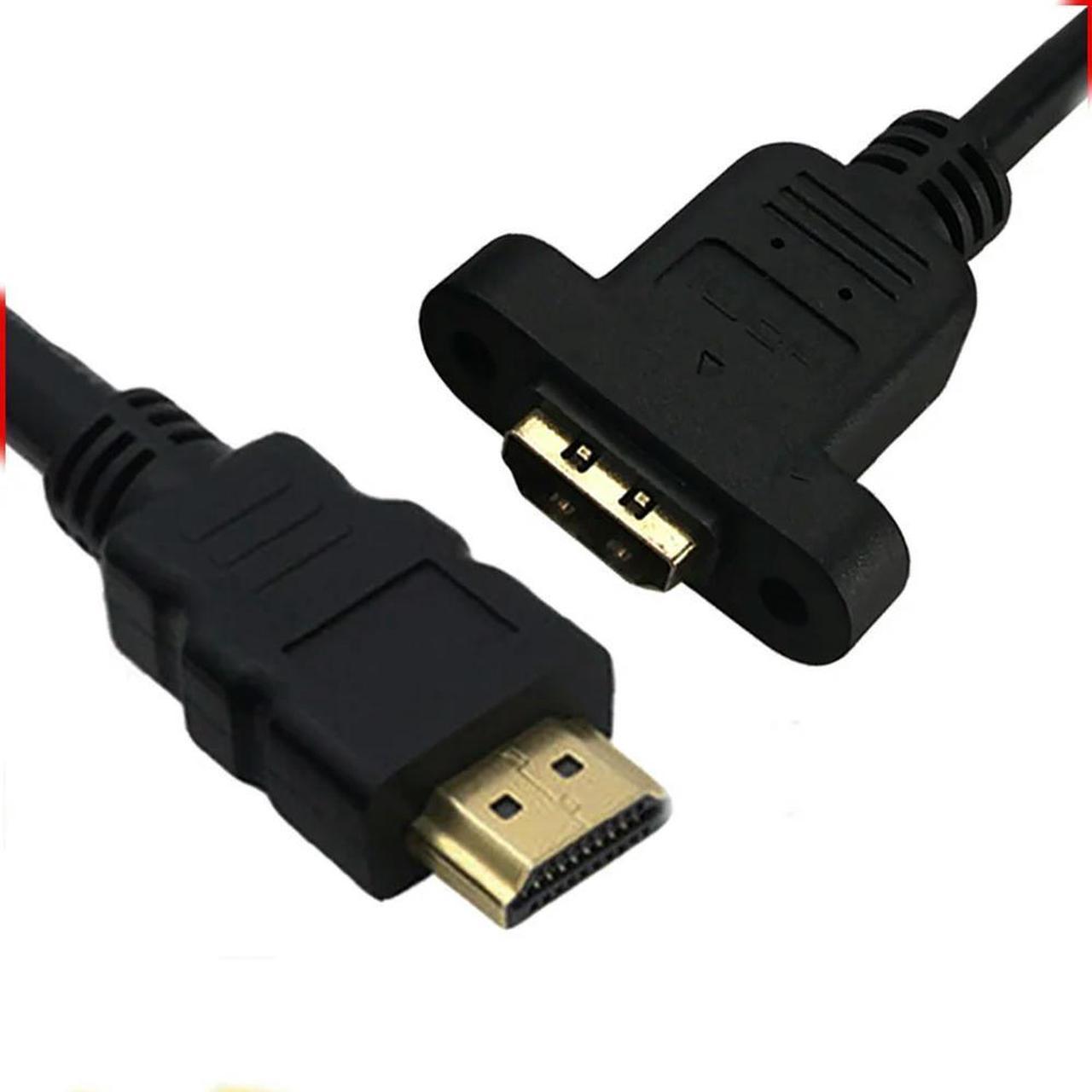 FOR Gold Plated HDMI 1.4 Male To Female Extension Connector Screw Lock Panel Mount HD AV Cable 30cm with Screws