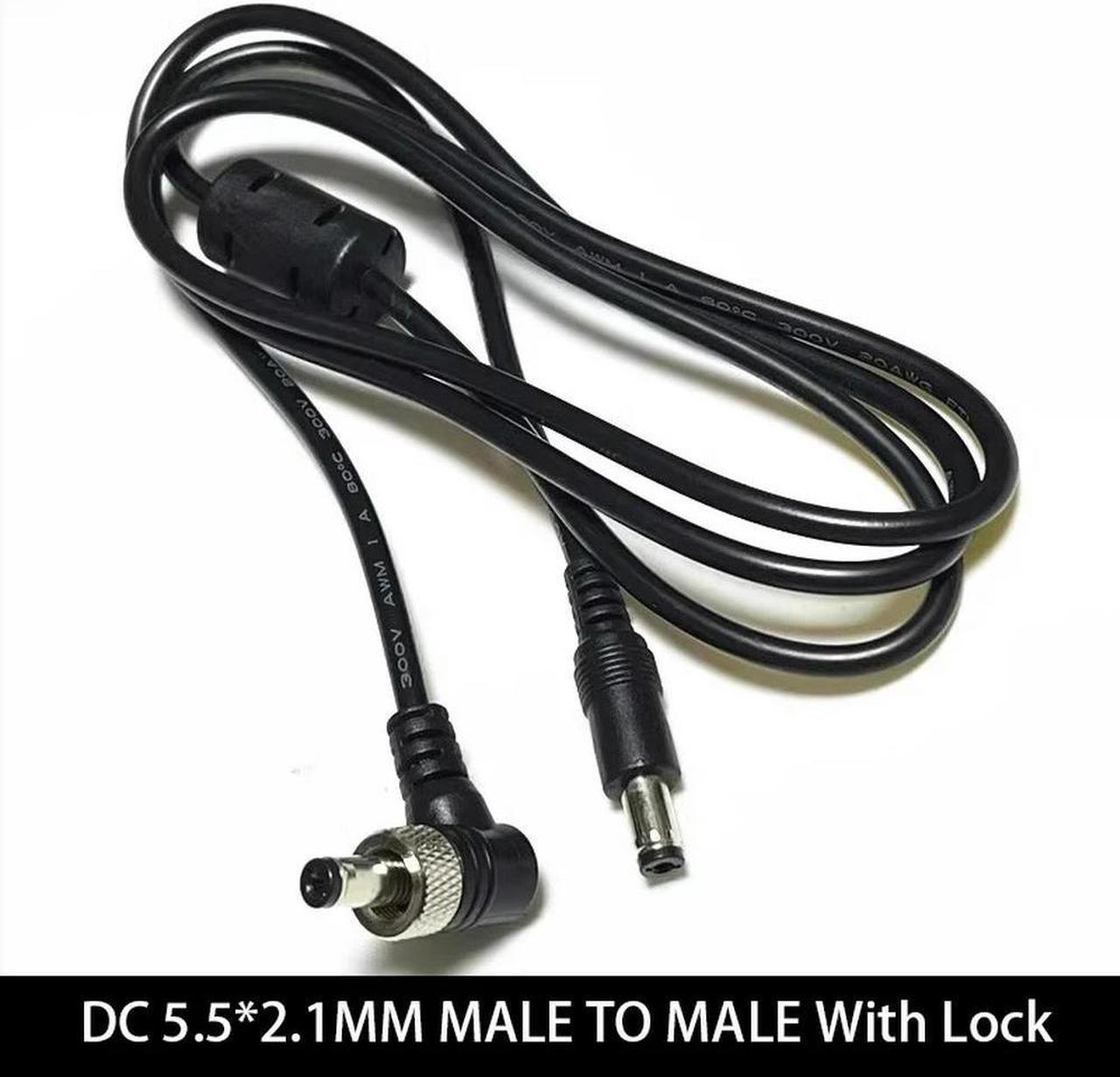 FOR DC5.5*2.1mm Male to Male With Lock Power Cord All Copper 90 fixation Power Cables 1.2M For projector