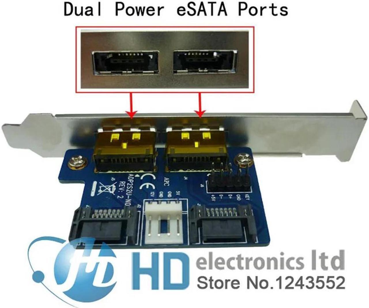 FOR Dual Power over esata (eSATA + USB) to Dual SATA adapter,2 SATA to 2 power esata card