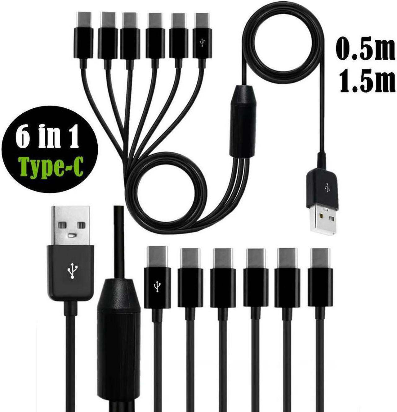 FOR Usb 2.0 Type A Male To 6 Type-c Male Splitter Y Data Sync And Connector Adapter Cable 0.5m/1.5m