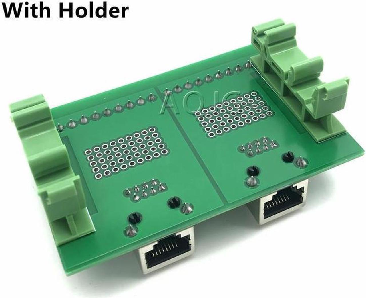 FOR RJ45 Breakout Board with 2 RJ45 s and 2 *8pins terminal blocks with DIN rail mounting foot and panel mounting foot