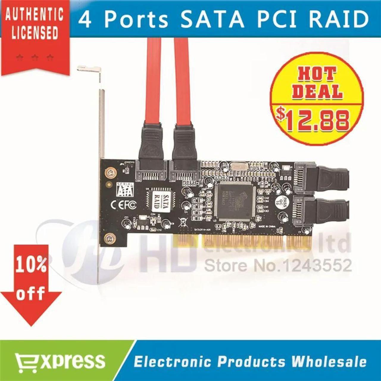 FOR 1pcs 4 Port SATA PCI CONTROLLER CARD 4 SATA SERIAL ATA PCI CONTROLLER I/O CARD PC+Cable