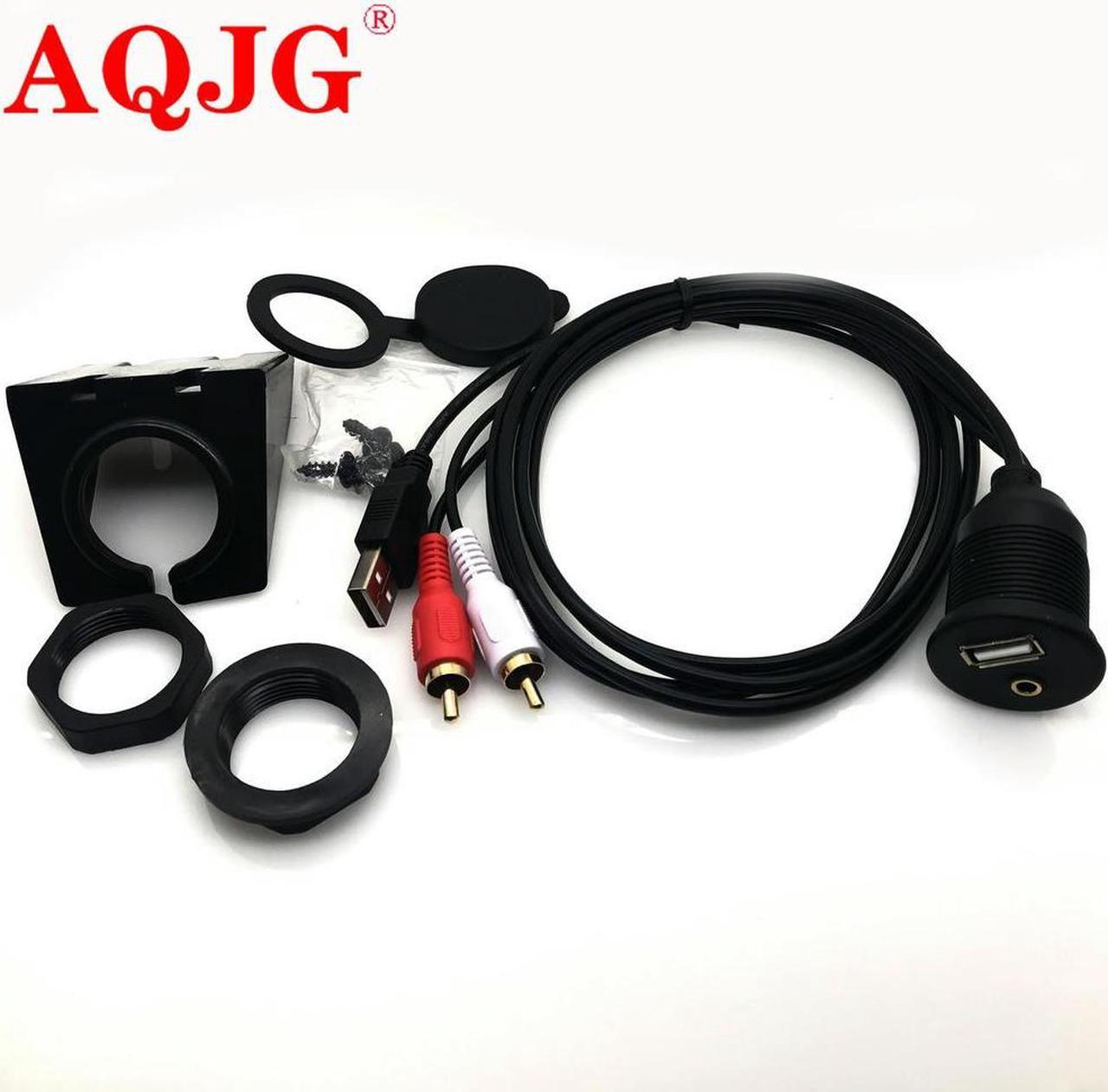 FOR 1M Car Dashboard Flush Mount USB 2.0 3.5mm Audio AUX to 3RCA Extension Lead Panel Cable Cord High Speed for Motorcycle Boat