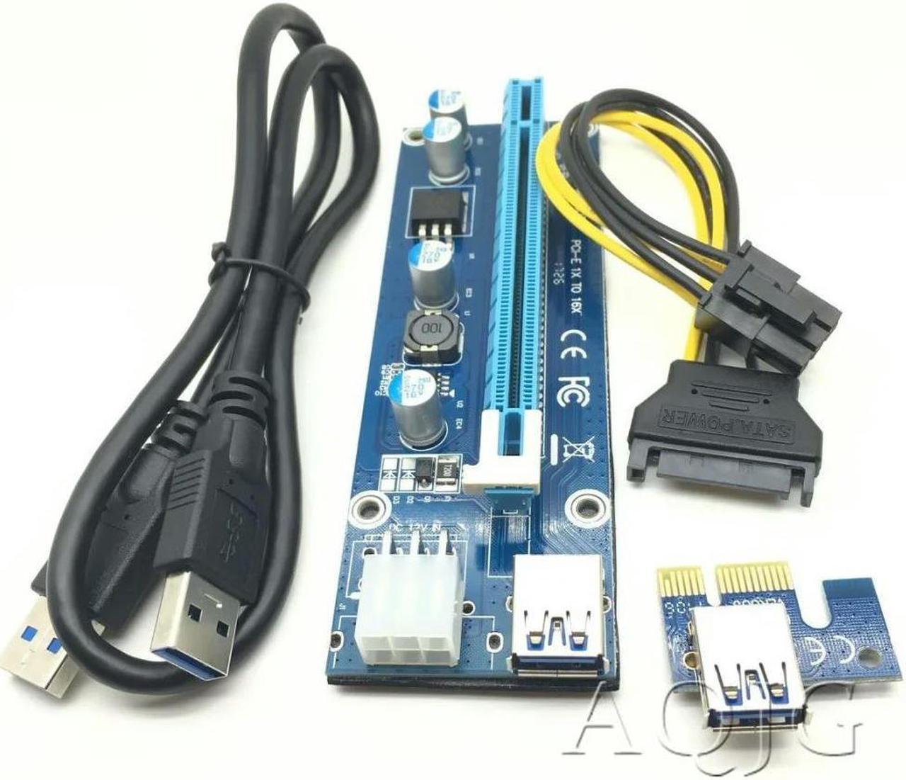 FOR PCI-E PCI Express Extender Riser Card 1x to 16x PCIE Mining Card USB 3.0 Data Cable 8Pin Power Supply for BTC Miner Machine SATA